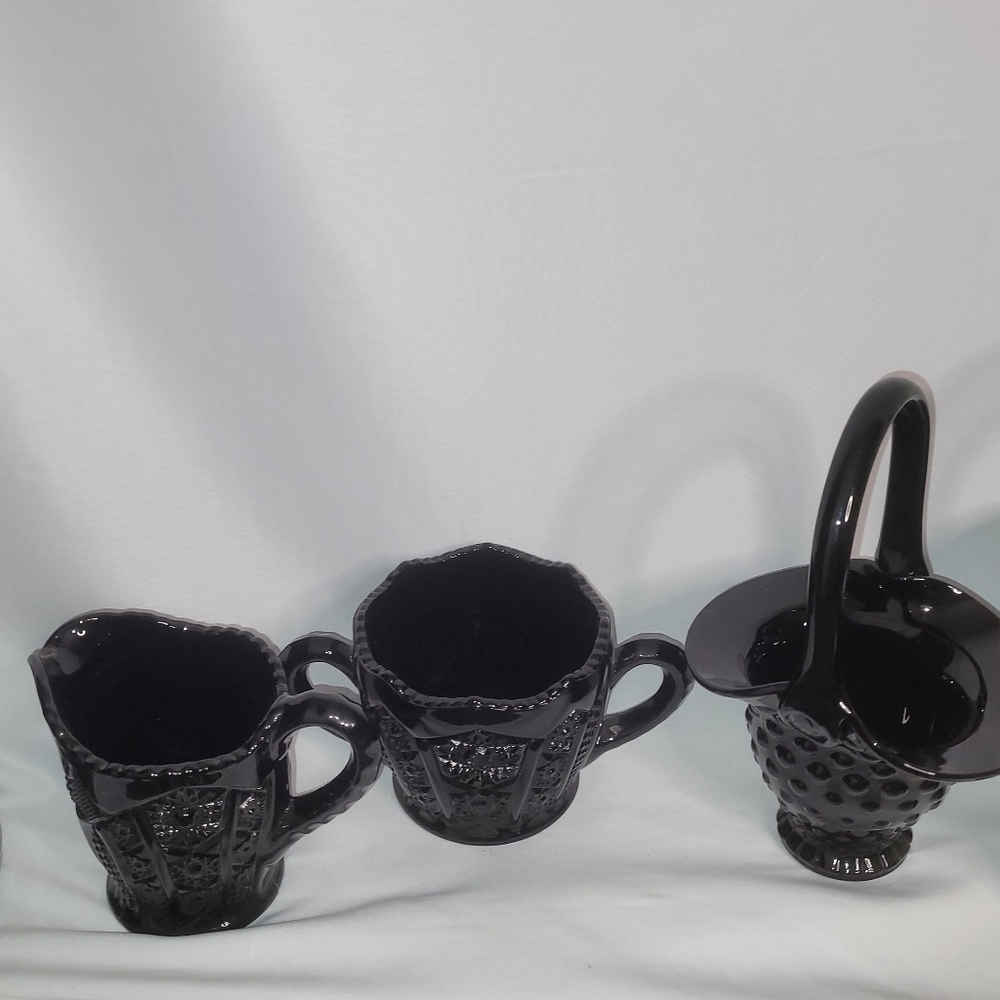 Vintage tiara Indian glass black mint condition